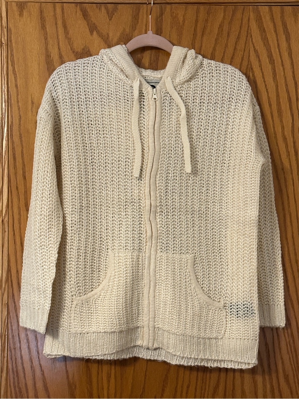 Culture Couture Cream Knit Zip-Up Hooded Sweater - NWT - Size XS (oversized)